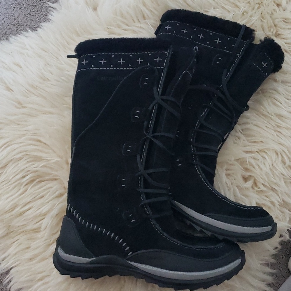CAT Caterpillar women's winter leather boots black size 6 - Picture 5 of 8